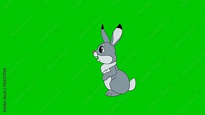 Animated Cartoon Character Hare 3. Hand drawn animated hare leaps forward with a alpha channel