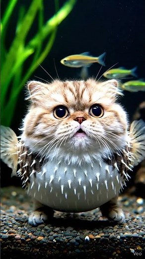 ASMR Catfish? No, Puffer-Cat Puffer-Cat is NOT Amused!🐡😾#asmr #youtubeshorts #shorts #viral #cat