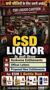 CSD Liquor Rules जान लो | Rank-wise Liquor Entitlement | Bottle Conversion Rule #army #csd #sparsh