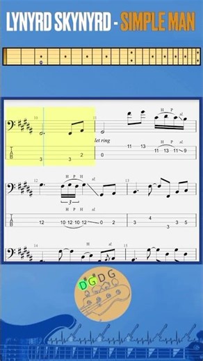 Lynyrd Skynyrd - Simple Man (intro) #bass #basstab #tabshorts #sheetmusic #lynyrdskynyrd #simpleman
