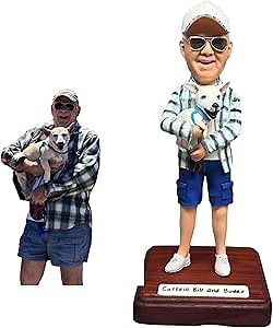 Custom Bobbleheads Personalized Full Body Customization Wooden Base Thick Bobblehead Display Box Ideal for Gift Giving Commemorative Personalized Display(6 inches)