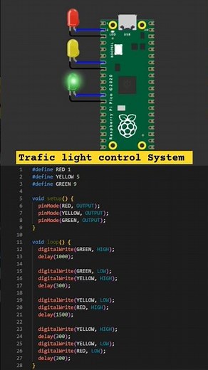 Trafic light control using Raspberry Pi Pico #shorts #traficlight #electronics #project