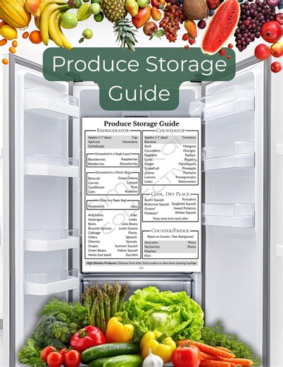 Produce Storage Guide – How to Store Fruits & Vegetables (printable Chart, 8 Colors   3 Sizes) - Etsy UK