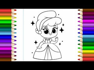 Drawing and Coloring Princess Cinderella for Kids | Creative Art Time with Easy Step-by-Step Guide