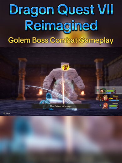 Dragon Quest VII Reimagined: Golem Boss Gameplay Showcase