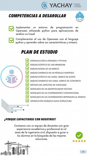  Curso de OPENSEES con Python: Aplicaciones de Análisis No Lineal   ¡21 de marzo de 2024!   ¡No te lo pierdas!   Contáctanos  +51 993 659 492 ⏰ Duración: 20 horas #O#opensee #python #IngenieríaSísmica #IngenieríaCivil #análisisnolineal #YoEstudioEnCasa #EFIT_YACHAY | Escuela de Formación en Ingeniería y Tecnología Yachay | Facebook