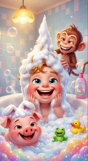 Bath Time Song 🛁 | Splish Splash & Bubbles | Baby Cartoon Nursery Rhymes #toddlersongs #shorts