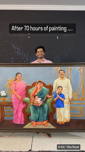 73K views · 3.2K reactions | Oil Painting on canvas of Shri SP Dayanand (DS-MAX Properties) & family. All the pictures were chosen from different photographs and was conceptualised to create this painting. Do comment and let me know what you feel:) #Art #portrait #Familyportrait #portraitpainting #oiloncanvas #oilpainting #vilasnayak | Vilas Nayak | Facebook