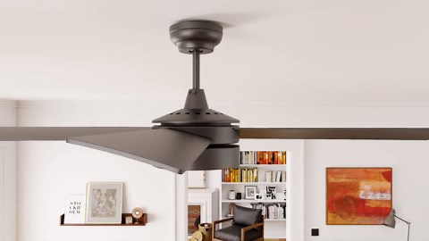 DWVO 48" Ceiling Fans with Light and Remote, 4 Blades, Dimmable Fanlight for Indoor Outdoor - Black