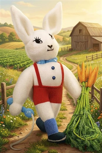 Carrot Country White Rabbit Dressed Toy Knitting Pattern Mohair Wool Aran 22 1/2" High - Etsy Australia
