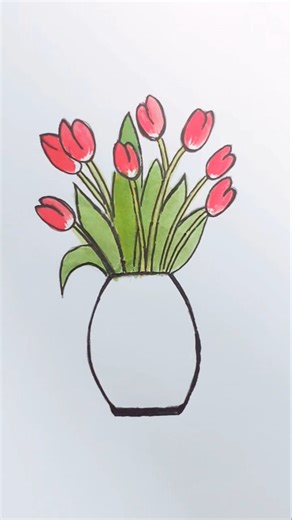 How to draw Tulips 🌷🌷 flower drawing Tutorial easy step by step #tulips