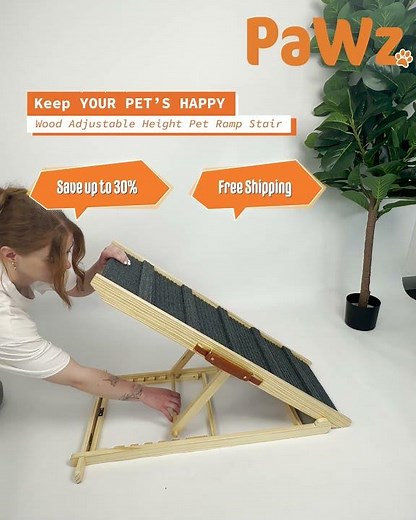 Pawz Wood Adjustable Height Pet Ramp Stair