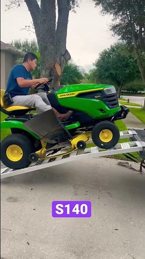 How to load John Deere S140 48 in. Gas Hydrostatic Riding Lawn Tractor to truck