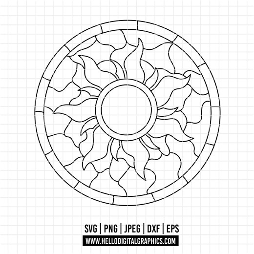 5969 - Tangled Sun, Rapunzel Icon Line Art Svg, Eps, Png, Dxf, Jpeg. Disneyy Princess Dtf - Etsy