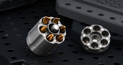 Gun barrel titanium EDC driver swaps bullets for bits