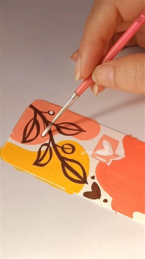 Aesthetic Red+Yellow Shades ThankYou Boho Art Bookmark♥️💛Minimal Abstract Painting #bookmark#bohoart
