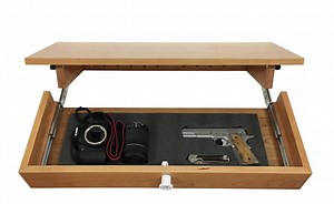 You asked for it, we made it. Introducing the QLine Design Floating wall shelf. This is the first product in our new QLine Essentials line featuring the quality that you expect from QLine, at a price you can afford. QLine Design handcrafted furniture contains secret compartments with the concept of: if they can't find it, they can't steal it. This shelf contains ample storage for documents, valuables, and firearms. Available in 32" and 52" widths, our modern looking shelves are hand built from s