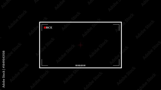 Camera Viewfinder Frame black Screen Overlay Animation, 10s Timecode, Recording HUD Interface, Focus Marks, Safe Frame, Looping Video Camera UI Template for Editing & Compositing