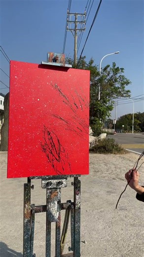 A traditional Chinese style painting of tree branches creates a festive and peaceful