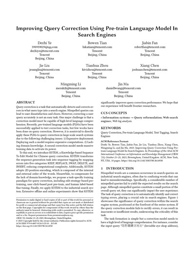 Improving Query Correction Using Pre-train Language Model In Search Engines | Proceedings of the 32nd ACM International Conference on Information and Knowledge Management