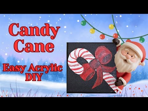 Classic Candy Cane Acrylic Painting - DIY Christmas Decor: 9 Simple Holiday Canvas Ideas! #1 🎀
