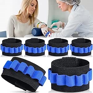 Threlaco 6 Pack Phlebotomy Tube Holder Wristband Blood Draw Tube Bracelet Strap Blood Draw Caddy Kit Hold 8 Phlebotomy Tubes for Phlebotomist Nurse Appreciation Week Gift(Blue)