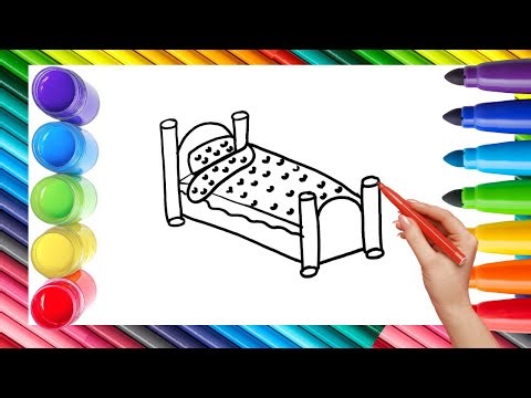 How To Draw cute Bed Drawing, Painting & Coloring For Kids and Toddlers_ Child Art 🐋🌈🎨