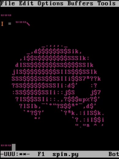Animación ASCII: Rotación de Calavera en Loop