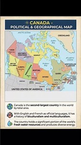Geographic map of Canada || कनाडा का मानचित्र #map #canada #gk #upsc