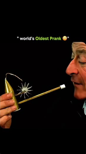 Explain Everything on Instagram: "This ancient device looks serious… but it was built to fool people 😂 At first glance, it appears like a legitimate scientific instrument, the kind used to measure breathing or lung strength. The presenter spins it confidently, making it seem safe and official. Then comes the trick. When an unsuspecting person is told to blow into the tube, the hidden mechanism activates and blasts white powder straight into their face. No data, no science, just pure deception p