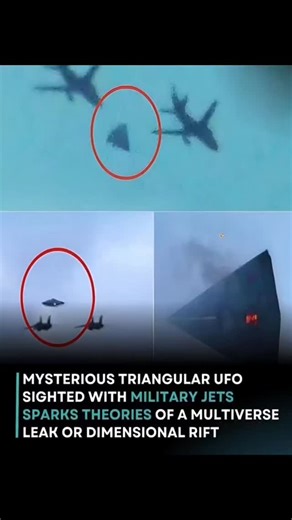 Astronomer Salau on Instagram: "The video you shared shows a "Mysterious Triangular UFO" being sighted with military jets, which the text claims "sparks theories of a multiverse leak or dimensional rift." It appears to be a clip or compilation used to present a dramatic or sensationalized story about an unidentified flying object. Since this is a clip presented as evidence of a supernatural or speculative event (multiverse leak/dimensional rift), I can search for information about the original s