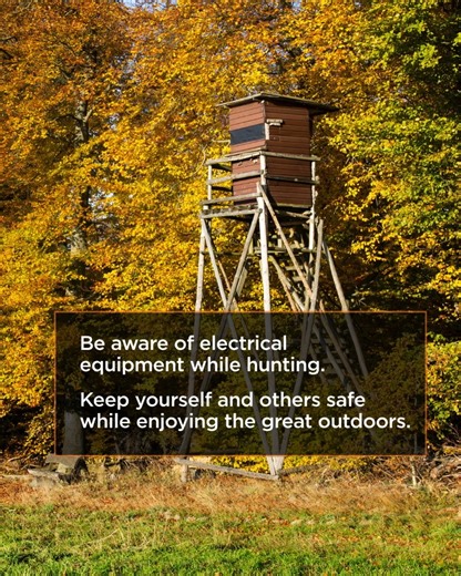 🎯⚠️ As you head outdoors for hunting season this fall, Boone Electric encourages you to be aware of overhead power lines, utility poles and other electrical equipment while hunting. Here’s how you can help avoid accidents: - Keep clear of electrical equipment. - Never shoot at or near power lines or insulators. - Be aware of power line and equipment locations where you hunt. - Never place deer stands on utility poles. - Never place decoys on power lines or other electrical equipment. | Boone El