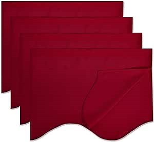 NICETOWN Window Valances for Kitchen, Solid Rod Pocket Waterproof Farmhouse Short Small Curtain Valance for Living Room, 52" Width x 18" Length, Red, 4 Pieces