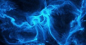 Blue Particle Flow: Dynamic abstract loop with swirling, glowing particles. Fluid motion creates an ethereal, energetic texture on a dark background. 3D render, 4K loop