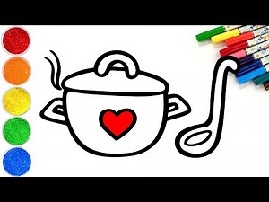 How to Draw a Cute Pot and Ladle | Easy Step by Step Tutorial