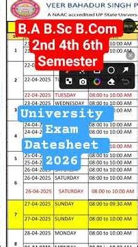 ba bsc 2nd 4th 6th semester exam Datesheet 2026 ba 2nd exam Kab Honge ba 4th semester exam Kab Honge