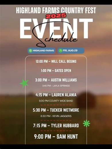 Kick Off the Weekend at Highland Farms Country Fest