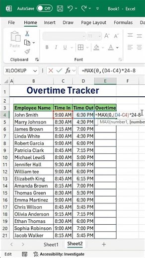 Excel Overtime Hack: The MAX & 24 Trick 🤩