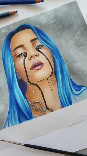 Creating Billie Eilish Black Tears Drawing Process