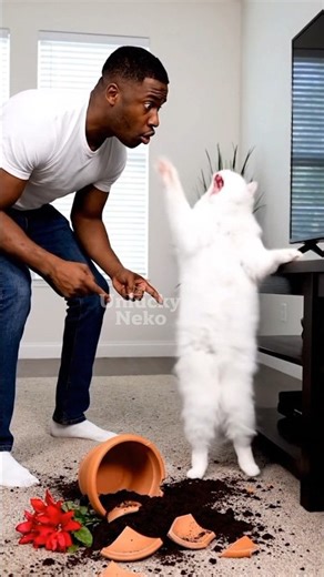 Angry Standing Cat Argues With Man After Knocking Flower Pot | Funniest Cat Fight Ever