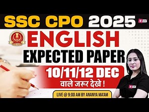 SSC CPO Exam Review 2025 | SSC CPO English Practice Set based on SSC CPO Analysis 2025 | Ananya Mam