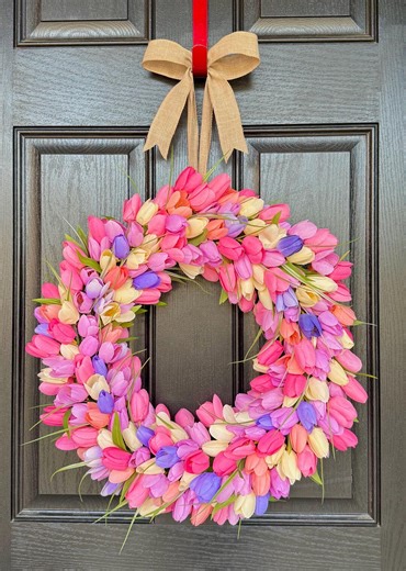 Tulip Wreath, Spring Wreath, Tulips Decor, Valentine’s Day Gift for Her, Spring Tulip Wreath, Floral Wreath, Easter Wreath - Etsy