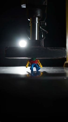Crushing a Plastic Action Figure with a Hydraulic Press
