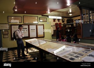 Adelaide, Australia. 27th Apr, 2019. Visitors are seen at the National Railway Museum in Adelaide, Australia, April 27, 2019. The museum is hosting an exhibition "The Ghosts of Stations Past" featuring more than 20 photos and 100 video footage that tell the history of ups and downs of rail services and remember the former railway stations scattered along with the railway network in the state. The exhibition kicked off on Saturday and continues until May 31. Credit: Bai Xu/Xinhua/Alamy Live News 