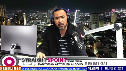 STRAIGHT TO THE POINT | EVENING EDITION Kauban ni RADYOMAN ATTY. BUEN ALGONO Pebrero 27, 2026 - Biyernes Mga Kasama, I-share ug I-follow ang atung Official Facebook Page nga @DYHP RMN CEBU Official nga mga channels: Web-Radio at dyhp612.com On-Air-Radio at 612KHZ sa Am Band Youtube Channel https://www.youtube.com/@dyhprmncebu612 Facebook Official Page ni Atty. Ruphil F. Bañoc https://www.facebook.com/AttyRuphilBanocVideos Atty. Ruphil F. Bañoc's official YouTube youtube.com/@RuphilFernandezBanoc