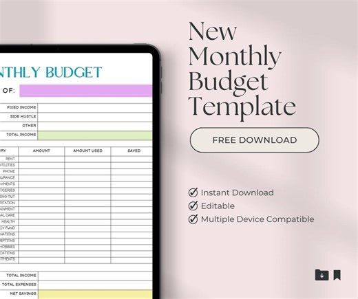 Simple Monthly Budget Planner | Income Expense Tracker (instant Download) - Etsy