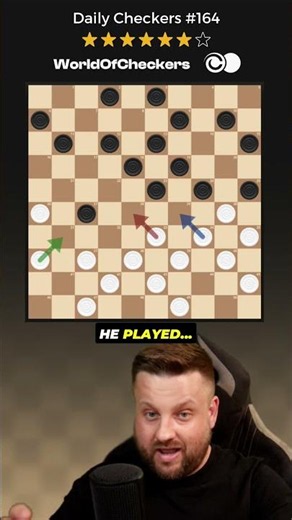 Hard one—from the real game ⚪⚫ ⭐6/7 | Daily Checkers #164