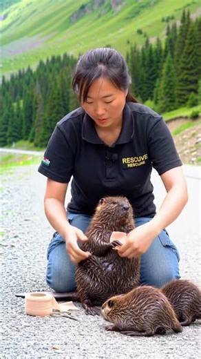 A kind Hearted Beautiful women help mother Beaver. Heart touching moment #animalrescue