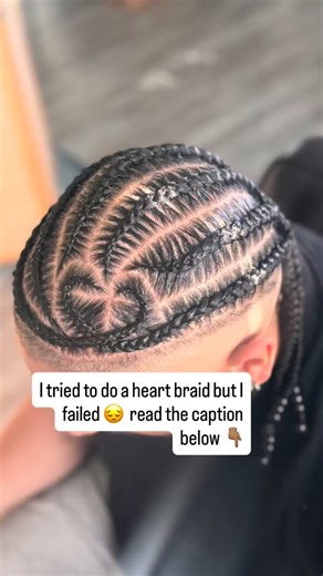 This was my first time attempting a heart braid, and I’ll be honest — I wasn’t fully satisfied with the results. I’m definitely my own toughest critic 😬 I redid those first two cornrows about four times, and it took me almost 1 hour and 30 minutes just to get them where I wanted. Eventually my client had to leave, so I wrapped up the rest of the style as planned. To my fellow experienced braiders — what tips or techniques helped you perfect heart-shaped braids? I’m always pushing myself to grow