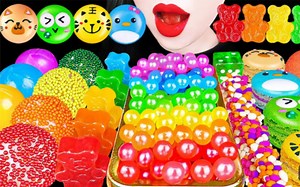 ♡ Hongyu·英文字幕 ♡ 小熊琥珀糖，糖果绳，爆爆珠，棉花糖，夹心软糖，马卡龙和骰子棒棒糖